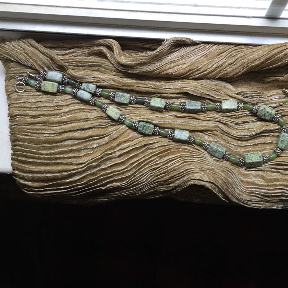 Green Stone Necklace, Earrings, & Bracelet #61